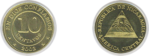 Moneda 10 centavos de córdoba 2002