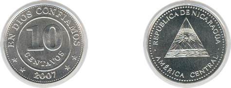 Moneda 10 centavos de córdoba 2007