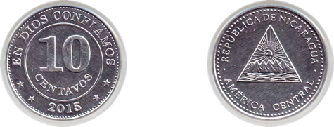 Moneda 10 centavos de córdoba 2015