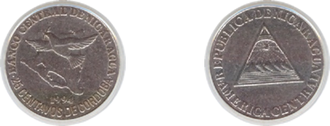 Moneda 25 centavos de córdoba 1994