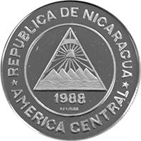 Reverso de la moneda Nicaragua Mexico 86