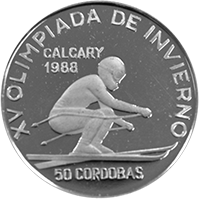 Anverso de la moneda XV Olimpiadas de Invierno