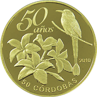 Anverso de la moneda 50 Aniversario del Banco Central de Nicaragua