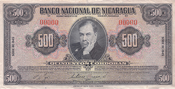 Anverso del billete <span>Billete Desmonetizado de 500 Córdobas</span>
