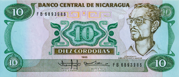 Anverso del billete <span>Billete Desmonetizado de 10 Córdobas</span>
