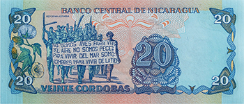 Reverso del billete <span>Billete Desmonetizado de 20 Córdobas</span>
