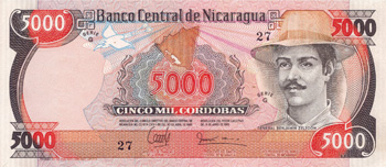 Anverso del billete <span>Billete Desmonetizado de 5,000 Córdobas</span>
