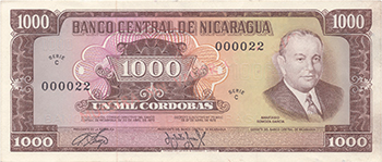 Anverso del billete <span>Billete Desmonetizado de 1,000 Córdobas</span>
