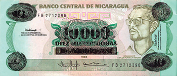 Anverso del billete <span>Billete Desmonetizado de 10,000 Córdobas</span>
