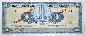 Anverso del billete <span>Billete Espécimen Desmonetizado de 1 Córdoba</span>
