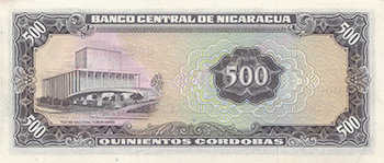 Reverso del billete <span>Billete Desmonetizado de 500 Córdobas</span>
