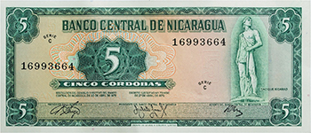 Anverso del billete <span>Billete Desmonetizado de 5 Córdobas</span>
