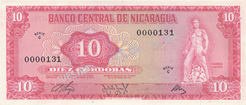 Anverso del billete <span>Billete Desmonetizado de 10 Córdobas</span>
