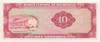 Reverso del billete <span>Billete Desmonetizado de 10 Córdobas</span>
