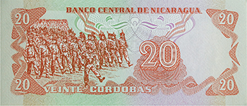 Reverso del billete <span>Billete Desmonetizado de 20 Córdobas</span>
