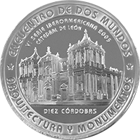Anverso de la moneda VI Serie Iberoamericana – Arquitectura y Monumentos – Catedral de León