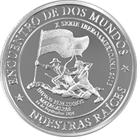 Anverso de la moneda X Serie Iberoamericana – Nuestras Raíces – Indios Flecheros Matagalpas