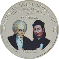 Anverso de la moneda Bicentenario de la Independencia de Centroamérica