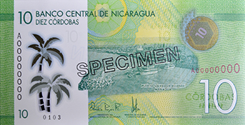 Anverso del billete <span>Billete Espécimen Circulación de 10 Córdobas</span>

