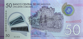 Anverso del billete <span>Billete Espécimen Circulación de 50 Córdobas</span>
