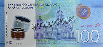 Anverso del billete <span>Billete Espécimen Circulación de 100 Córdobas</span>
