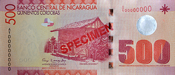 Anverso del billete <span>Billete Espécimen Circulación de 500 Córdobas</span>
