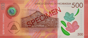 Reverso del billete <span>Billete Espécimen Circulación de 500 Córdobas</span>
