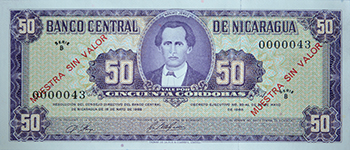 Anverso del billete <span>Billete Espécimen Desmonetizado de 50 Córdobas</span>
