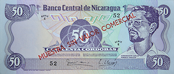 Anverso del billete <span>Billete Espécimen Desmonetizado de 50 Córdobas</span>
