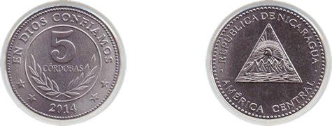 Moneda 5 córdobas 2014